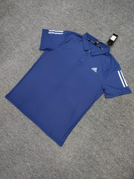 Men’s Adidas Blue Polo T- Shirt Breathable and Comfortable Fabric For Summer Collection