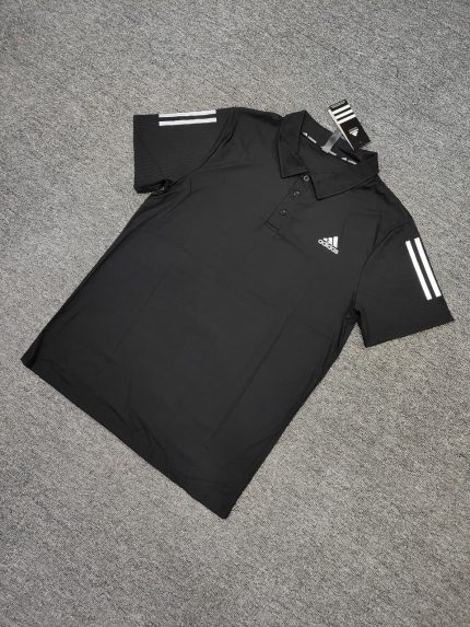 Men’s Adidas Black Polo T- Shirt Breathable and Comfortable Fabric For Summer Collection